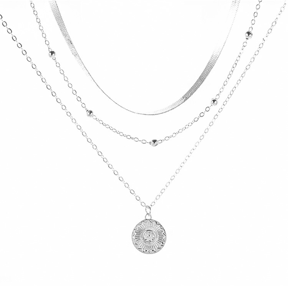 ⚜️𝟯𝟬%𝗢𝗙𝗙 𝗯𝘂𝗻𝗱𝗹𝗲𝘀 𝟯+⚜️ NEW 3 Layered Coin Herringbone Chain Necklace - Picture 5 of 10